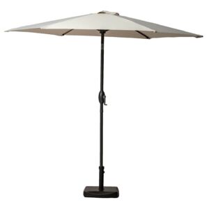Ivory & Grey Top 2.5m Crank & Tilt Parasol Canopy with Grey Frame, Large Round Outdoor Umbrella for Garden Patio Dining Sets | Roseland Furniture