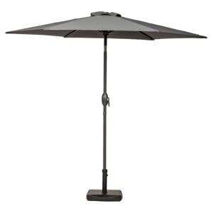 Ivory & Grey Top 2.5m Crank & Tilt Parasol Canopy with Grey Frame, Large Round Outdoor Umbrella for Garden Patio Dining Sets | Roseland Furniture