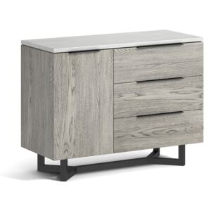 Epsom Industrial Small Sideboard Cabinet, Concrete Effect & Solid Wood | Roseland Furniture