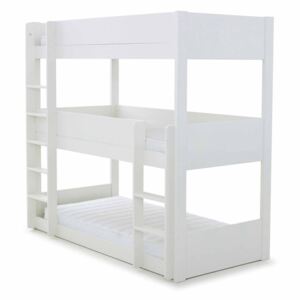 Trio Three Sleeper Single Bunk Beds, Grey or White | 3ft Wooden Painted Tower Beds for Kids with Ladders | Roseland Furniture