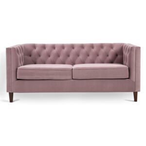 Eliza Velvet 3 Seater British Chesterfield Sofa, Traditional Upholstered Button Tuft Tuxedo Settee Couch | Roseland Furniture