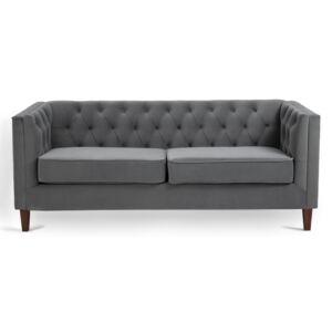 Eliza Velvet 3 Seater British Chesterfield Sofa, Traditional Upholstered Button Tuft Tuxedo Settee Couch | Roseland Furniture
