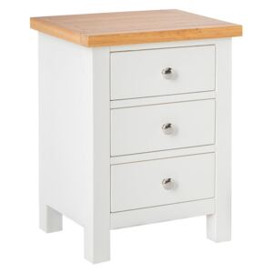 Farrow White Bedside Table, Oak Top | Roseland Furniture