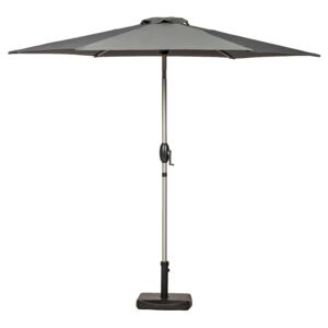 2.5m Crank & Tilt Brushed Aluminium Parasol Canopy - Grey or Ivory, Large Round Outdoor Cream Umbrella for Garden Patio Dining Sets Roseland Furniture
