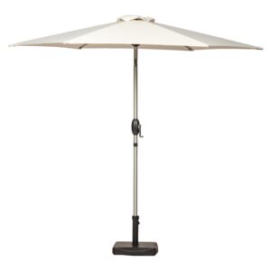 2.5m Crank & Tilt Brushed Aluminium Parasol Canopy - Grey or Ivory, Large Round Outdoor Cream Umbrella for Garden Patio Dining Sets Roseland Furniture