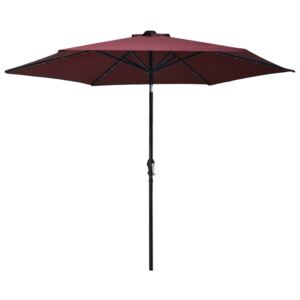 VidaXL Outdoor Parasol with LED Lights and Steel Pole 300 cm Bordeaux Red