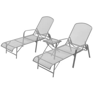 VidaXL Sun Loungers 2 pcs with Table Steel Anthracite