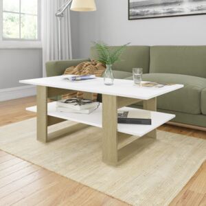 VidaXL Coffee Table White and Sonoma Oak 110x55x42 cm Chipboard