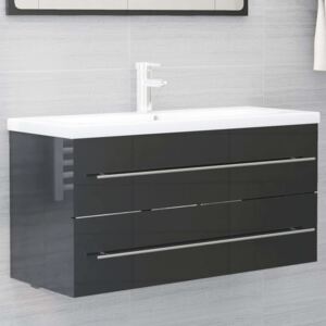 VidaXL Sink Cabinet High Gloss Grey 100x38.5x48 cm Chipboard