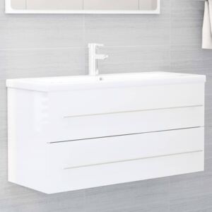 VidaXL Sink Cabinet High Gloss White 100x38.5x48 cm Chipboard