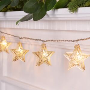 16 Gold Filigree Star Fairy Lights