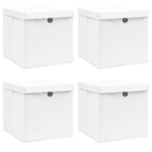 VidaXL Storage Boxes with Lids 4 pcs White 32x32x32 cm Fabric