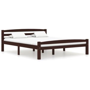 VidaXL Bed Frame Dark Brown Solid Pinewood 160x200 cm