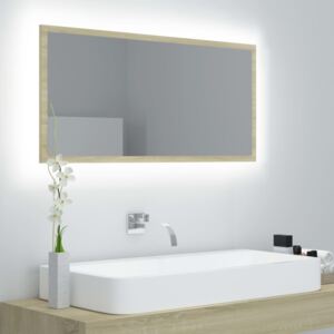 VidaXL LED Bathroom Mirror Sonoma Oak 90x8.5x37 cm Chipboard