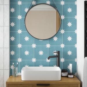 Country Living Starry Skies Peacock Teal Porcelain Floor & Wall Tile - 0.52sqm pack - 200x200mm