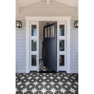 Country Living Starry Skies Black North Star Porcelain Floor & Wall Tile - 1.42sqm pack - 450x450mm