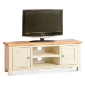 Farrow Cream Large TV Stand, Oak Top | Roseland Furniture