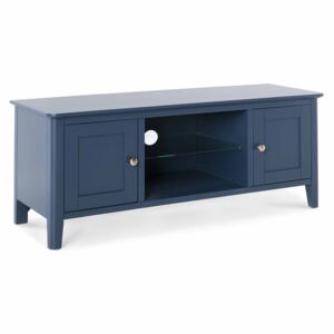 Stirling Blue Large TV Stand, 120cm Solid Wood Media Cabinet | Roseland Furniture