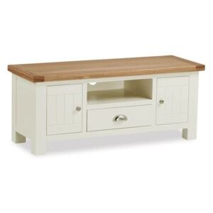 Daymer Cream Painted TV Stand, For Screens Up To 47" with Oak Top