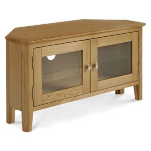 Oak Corner TV Unit Lightly Lacquered | Roseland Furniture