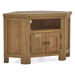 Zelah Oak Corner TV Stand with Cupboard | Roseland Furniture