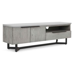 Epsom Industrial 130cm Large TV Unit, Concrete Effect & Solid Wood | Roseland Furniture