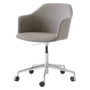Rely HW55 Armchair on casters - / Fabric - Swivel & adjustable height by &tradition Brown/Beige