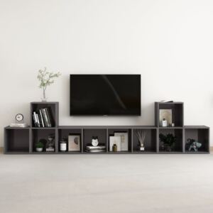 VidaXL 5 Piece TV Cabinet Set High Gloss Grey Chipboard