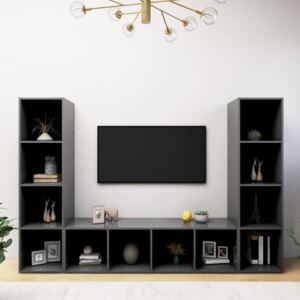 VidaXL TV Cabinets 3 pcs Grey 142.5x35x36.5 cm Chipboard