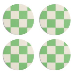 Check Glass coaster - / Set of 4 - Polyresin by & klevering Green