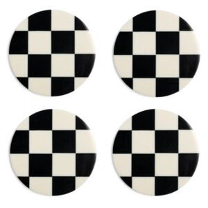 Check Glass coaster - / Set of 4 - Polyresin by & klevering Black