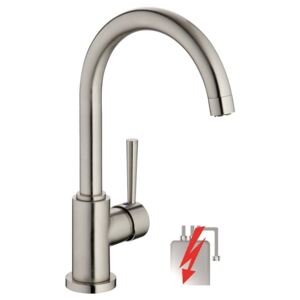 SCHÜTTE Sink Mixer with Round Spout CORNWALL Low Pressure Stainless Steel Look
